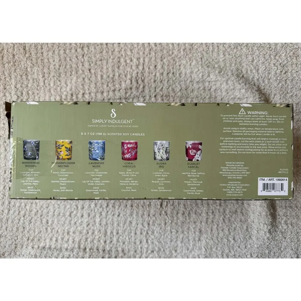Simply Indulgent Candle Set 5pc 7oz Floral Soy Wax Scented Partial Gift Set